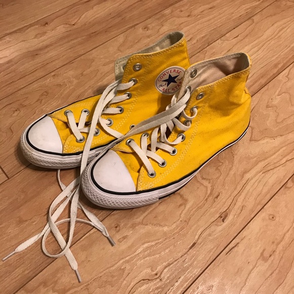 womens yellow high top converse
